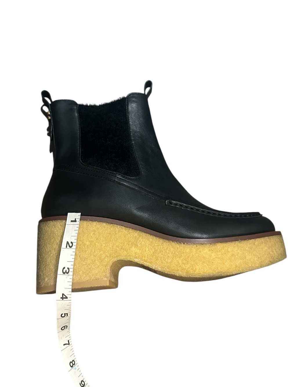 Coach Black Leather Platform Chelsea Boots Chunky Sole Statement Trendy Designer - Picture 9 of 16